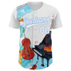 Custom White Light Blue 3D Pattern Design Music Festival Authentic Baseball Jersey