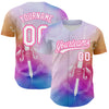 Custom Pink White-Purple 3D Pattern Design Music Festival Authentic Baseball Jersey