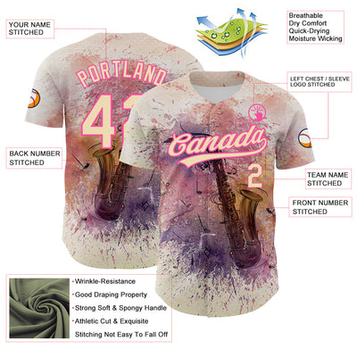 Custom City Cream Pink 3D Pattern Design International Jazz Day Authentic Baseball Jersey