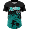 Custom Black Teal-White 3D Pattern Design Abstract Splash Grunge Art Authentic Baseball Jersey