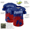 Custom Royal Red-White 3D Pattern Design Abstract Splash Grunge Art Authentic Baseball Jersey