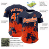 Custom Navy Orange-White 3D Pattern Design Abstract Splash Grunge Art Authentic Baseball Jersey