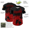 Custom Black Red 3D Pattern Design Abstract Splash Grunge Art Authentic Baseball Jersey