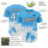 Custom Sky Blue White-Black 3D Pattern Design Abstract Splash Grunge Art Authentic Baseball Jersey