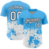 Custom Sky Blue White-Black 3D Pattern Design Abstract Splash Grunge Art Authentic Baseball Jersey