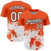 Custom Orange White-Black 3D Pattern Design Abstract Splash Grunge Art Authentic Baseball Jersey