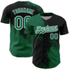 Custom Black Kelly Green-White 3D Pattern Design Abstract Brush Stroke Authentic Baseball Jersey