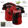 Custom Black Red-White 3D Pattern Design Abstract Brush Stroke Authentic Baseball Jersey