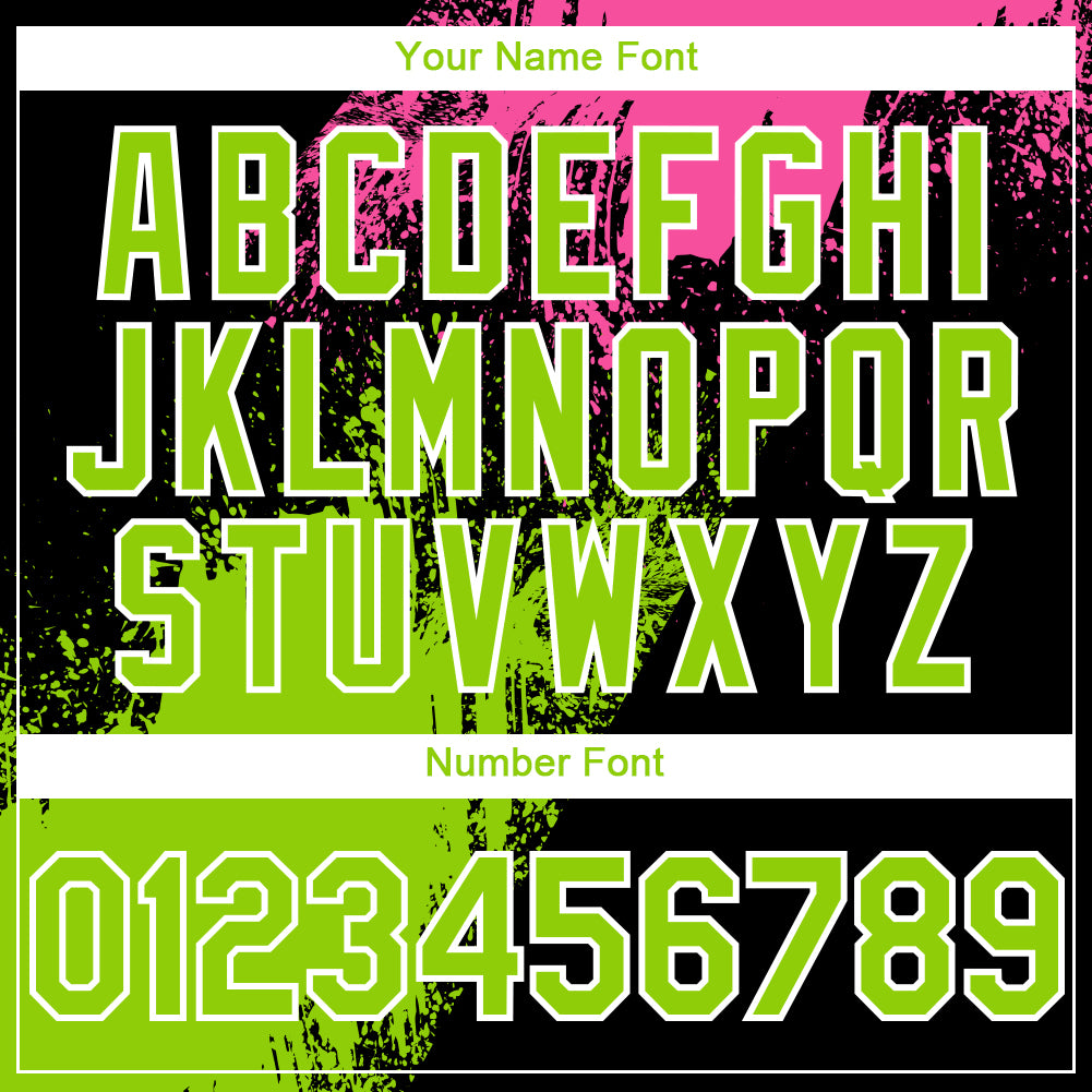 Custom Black Neon Green-Pink 3D Pattern Design Abstract Brush Stroke Authentic Baseball Jersey