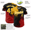 Custom Black Gold-Red 3D Pattern Design Abstract Brush Stroke Authentic Baseball Jersey