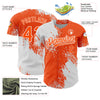 Custom Orange White 3D Pattern Design Abstract Brush Stroke Authentic Baseball Jersey