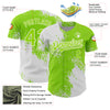 Custom Neon Green White 3D Pattern Design Abstract Brush Stroke Authentic Baseball Jersey