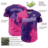 Custom Purple Pink-White 3D Pattern Design Abstract Brush Stroke Authentic Baseball Jersey