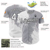 Custom Gray White-Black 3D Pattern Design Abstract Brush Stroke Authentic Baseball Jersey