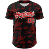 Custom Black Red-White 3D Pattern Design Boats And Fish Authentic Baseball Jersey