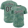 Custom Green Black-White 3D Pattern Design Crocodile And Plant Authentic Baseball Jersey