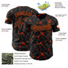 Custom Black Orange 3D Pattern Design Abstract Network Authentic Baseball Jersey