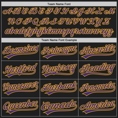 Custom Black Purple-Gold 3D Pattern Design Abstract Network Authentic Baseball Jersey