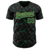 Custom Black Kelly Green-Old Gold 3D Pattern Design Abstract Network Authentic Baseball Jersey