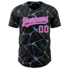 Custom Black Pink-Light Blue 3D Pattern Design Abstract Network Authentic Baseball Jersey