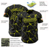 Custom Black Neon Yellow 3D Pattern Design Abstract Network Authentic Baseball Jersey