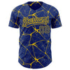 Custom Royal Yellow 3D Pattern Design Abstract Network Authentic Baseball Jersey