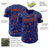 Custom Royal Orange 3D Pattern Design Abstract Network Authentic Baseball Jersey