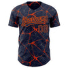 Custom Navy Orange 3D Pattern Design Abstract Network Authentic Baseball Jersey