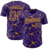 Custom Purple Gold 3D Pattern Design Abstract Network Authentic Baseball Jersey