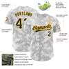 Custom White Black-Gold 3D Pattern Design Curve Lines Authentic Baseball Jersey