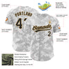 Custom White Black-Old Gold 3D Pattern Design Curve Lines Authentic Baseball Jersey