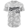 Custom White Black-Gray 3D Pattern Design Curve Lines Authentic Baseball Jersey