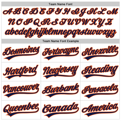 Custom White Navy-Orange 3D Pattern Design Curve Lines Authentic Baseball Jersey