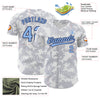 Custom White Light Blue-Navy 3D Pattern Design Curve Lines Authentic Baseball Jersey