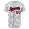 Custom White Red-Navy 3D Pattern Design Curve Lines Authentic Baseball Jersey