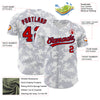 Custom White Red-Navy 3D Pattern Design Curve Lines Authentic Baseball Jersey