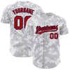 Custom White Red-Navy 3D Pattern Design Curve Lines Authentic Baseball Jersey