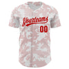 Custom White Red 3D Pattern Design Curve Lines Authentic Baseball Jersey