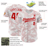 Custom White Red 3D Pattern Design Curve Lines Authentic Baseball Jersey