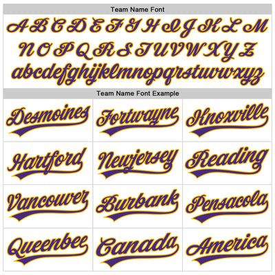 Custom White Purple-Gold 3D Pattern Design Curve Lines Authentic Baseball Jersey