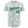 Custom White Kelly Green 3D Pattern Design Curve Lines Authentic Baseball Jersey