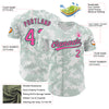 Custom White Pink-Kelly Green 3D Pattern Design Curve Lines Authentic Baseball Jersey