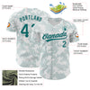 Custom White Teal-Gray 3D Pattern Design Curve Lines Authentic Baseball Jersey