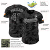 Custom Black White 3D Pattern Design Curve Lines Authentic Baseball Jersey