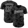 Custom Black White 3D Pattern Design Curve Lines Authentic Baseball Jersey