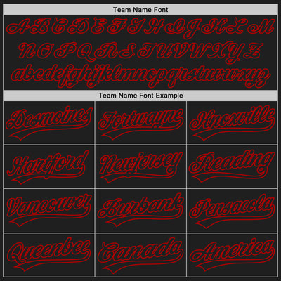 Custom Black Red 3D Pattern Design Curve Lines Authentic Baseball Jersey