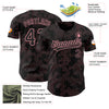 Custom Black Medium Pink 3D Pattern Design Curve Lines Authentic Baseball Jersey