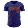 Custom Royal Orange 3D Pattern Design Curve Lines Authentic Baseball Jersey