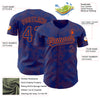 Custom Royal Orange 3D Pattern Design Curve Lines Authentic Baseball Jersey