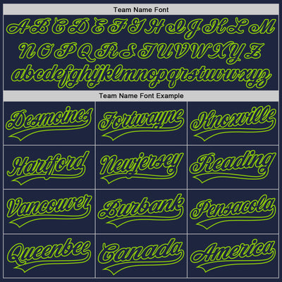 Custom Navy Neon Green 3D Pattern Design Curve Lines Authentic Baseball Jersey